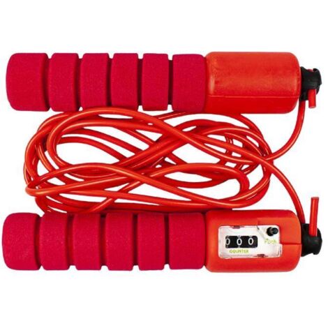 Corde à sauter rouge avec poignées orange